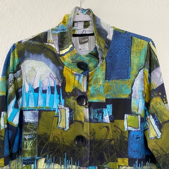 Simply Art by Dolcezza Button Up Jacket Colorful Abstract Artistic Boho Women XL - Picture 3 of 10